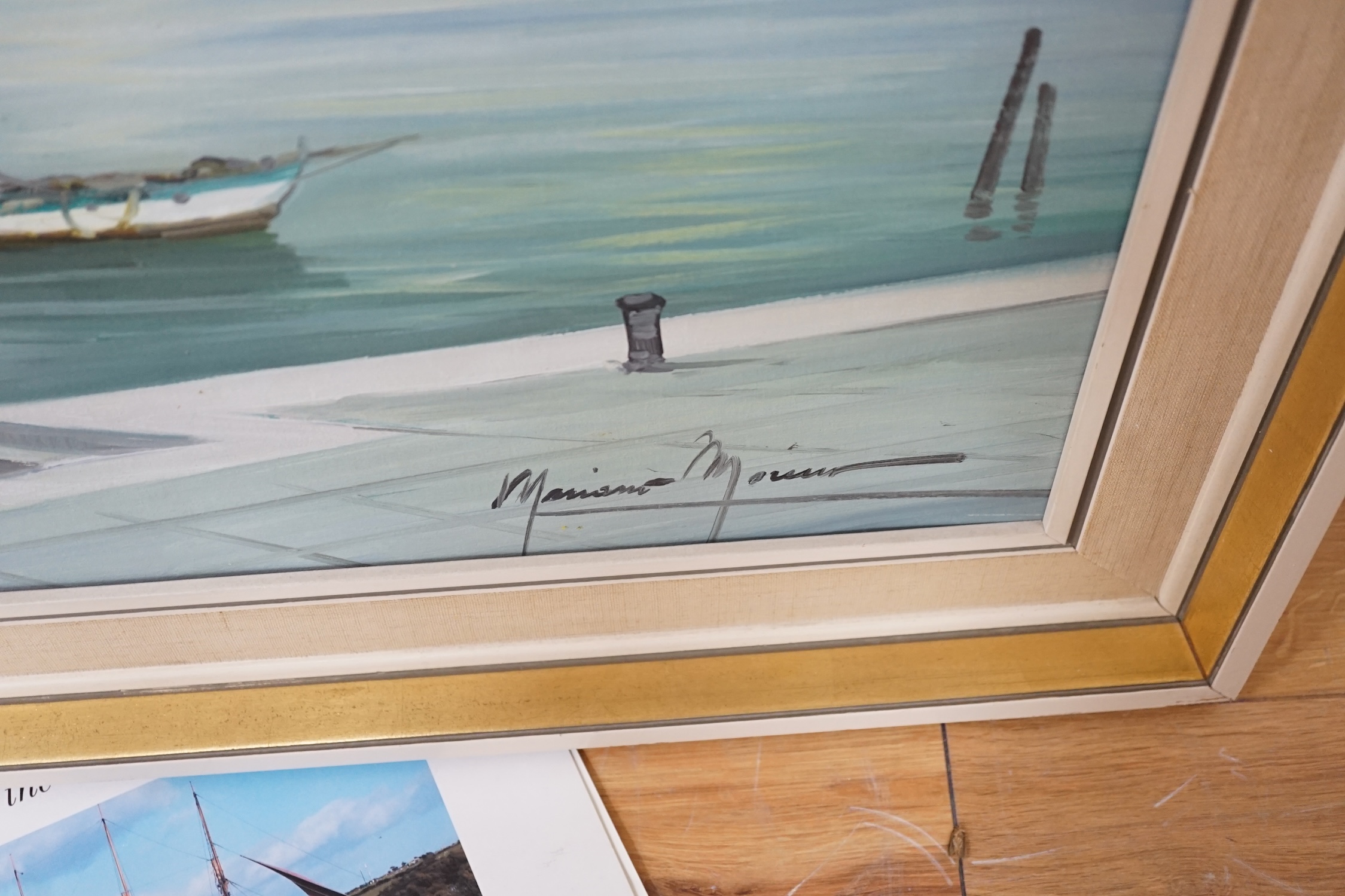 Mariano Moreno (Italian, 1912-1990), oil on canvas, ‘Lake Como’, signed, inscribed verso, 59 x 120cm. Condition - good